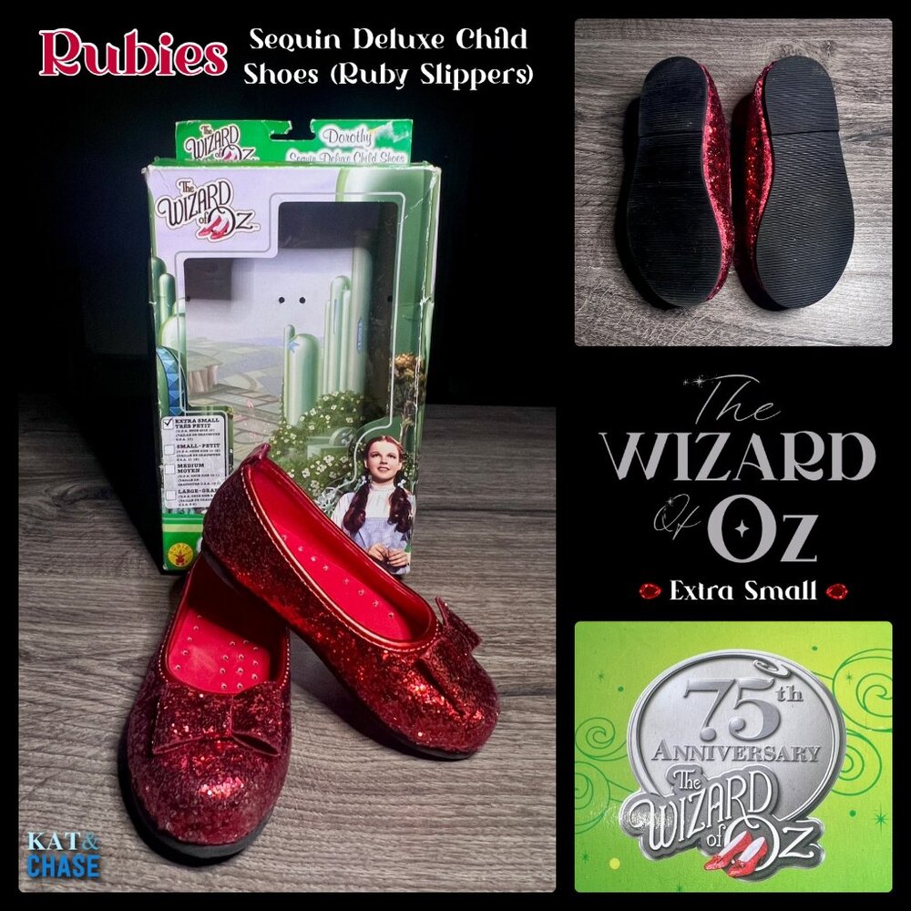 Dorothy Sequin Deluxe Child Shoe Extra Small Petit Size 10 Rubies 75 Anniversary